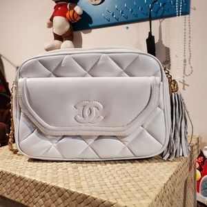 Vintage leather white camera bag